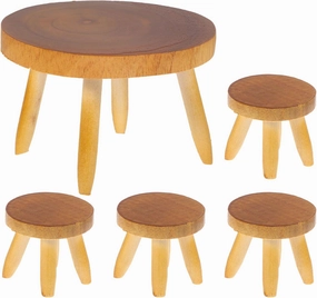 UPKOCH 1set Vintage Wooden Dollhouse Furniture Set Miniature Table and Chairs for Living Room Decor Cute Doll House Accessories Fine Craftsmanship and for Boys and Girls