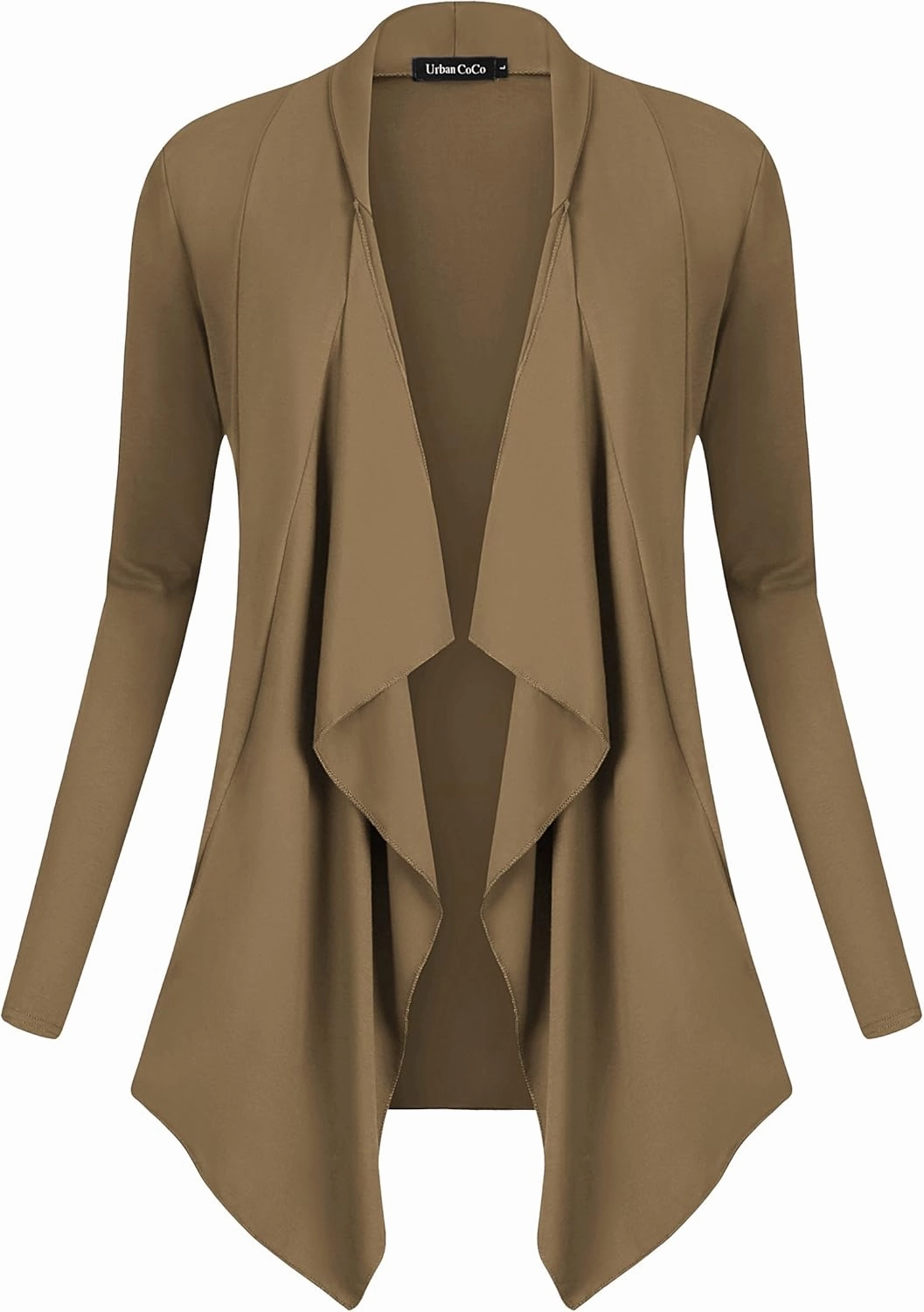 Urban CoCo Women's Drape Front Open Cardigan Long Sleeve Irregular Hem