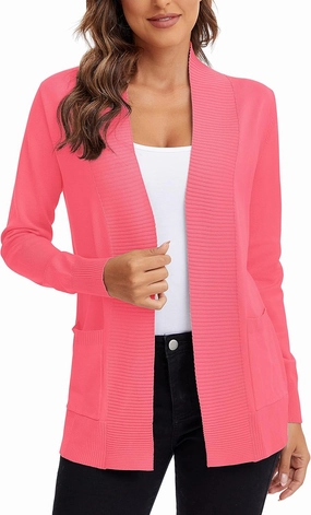 Urban CoCo Women's Lightweight Open Front Knit Cardigan Sweater Long Sleeve with Pocket