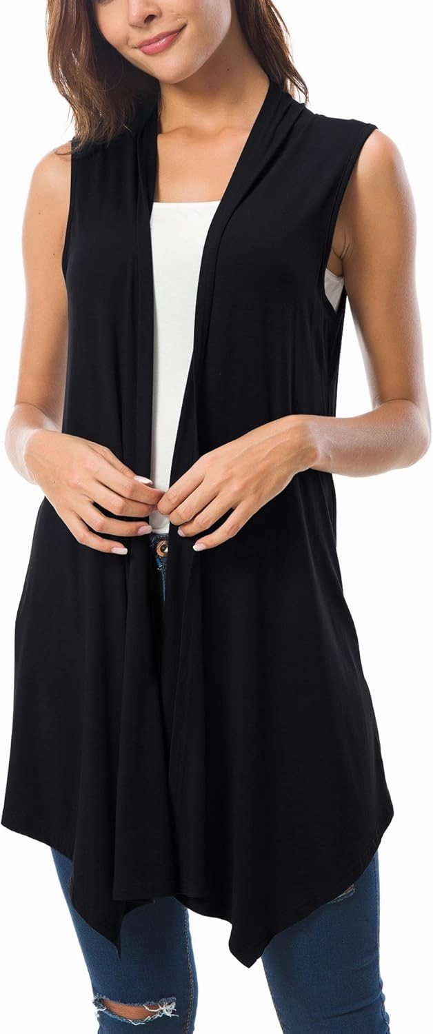 Urban CoCo Women's Sleeveless Cardigan Summer Open Front Vest Lightweight Cool Coat