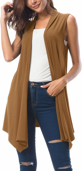Urban CoCo Women's Sleeveless Cardigan Summer Open Front Vest Lightweight Cool Coat