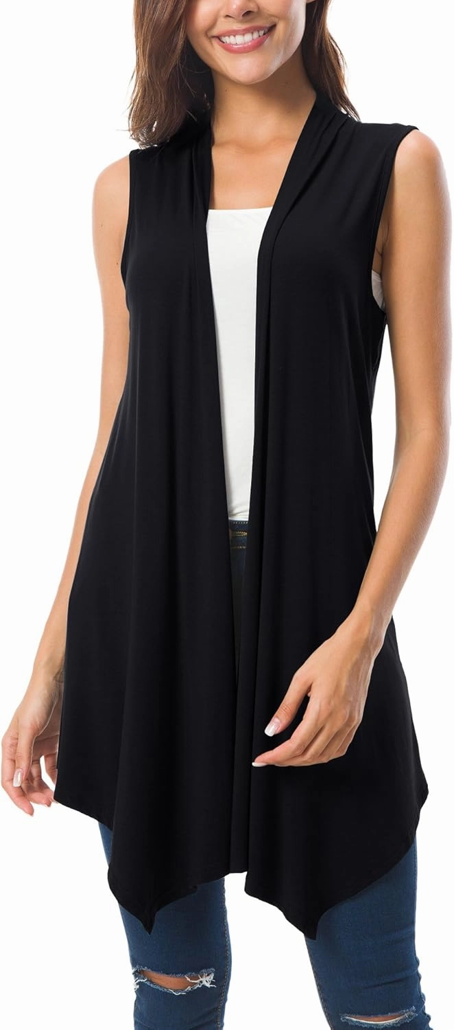 Urban CoCo Women's Sleeveless Cardigan Summer Open Front Vest Lightweight Cool Coat