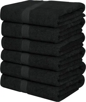 Utopia Towels 6 Pack Medium Bath Towel Set, 24 by 48 Inches, 500 GSM 100% Ring Spun Cotton, Lightweight and Highly Absorbent Quick Drying Premium Towels for Hotel, Spa and Bathroom, Black