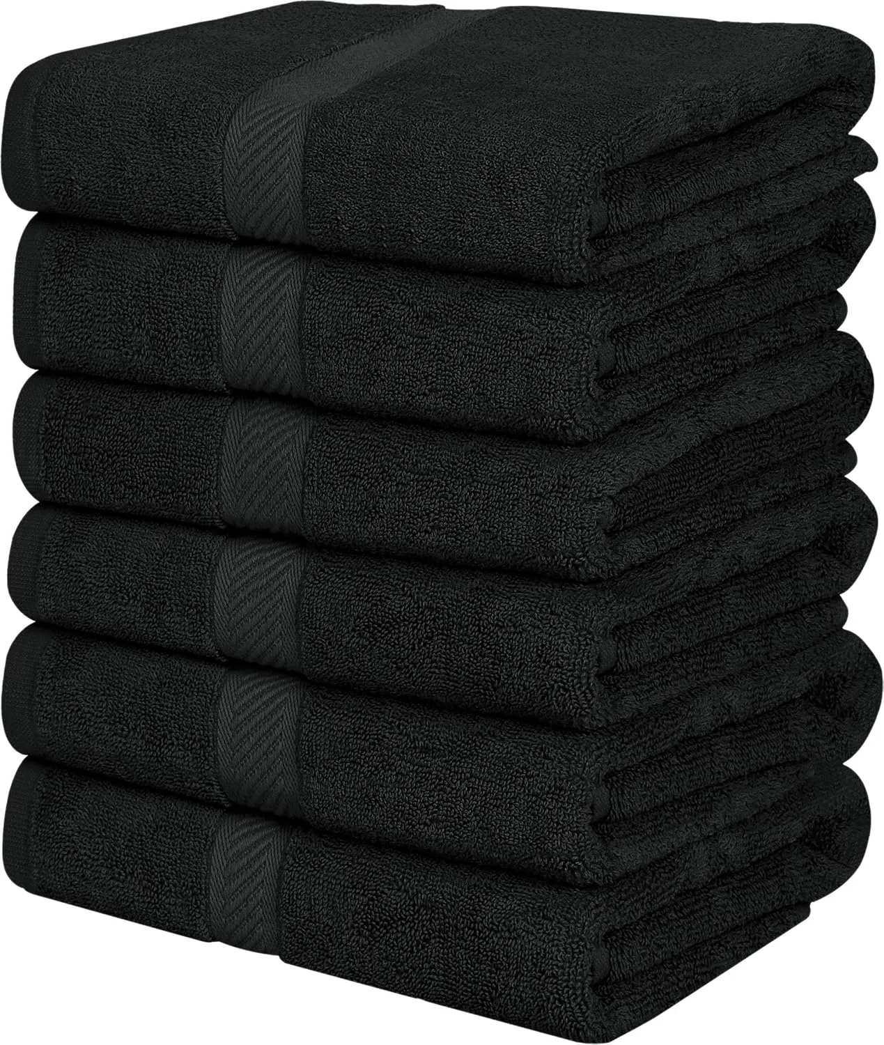 Utopia Towels 6 Pack Medium Bath Towel Set, 24 by 48 Inches, 500 GSM 100% Ring Spun Cotton, Lightweight and Highly Absorbent Quick Drying Premium Towels for Hotel, Spa and Bathroom, Black