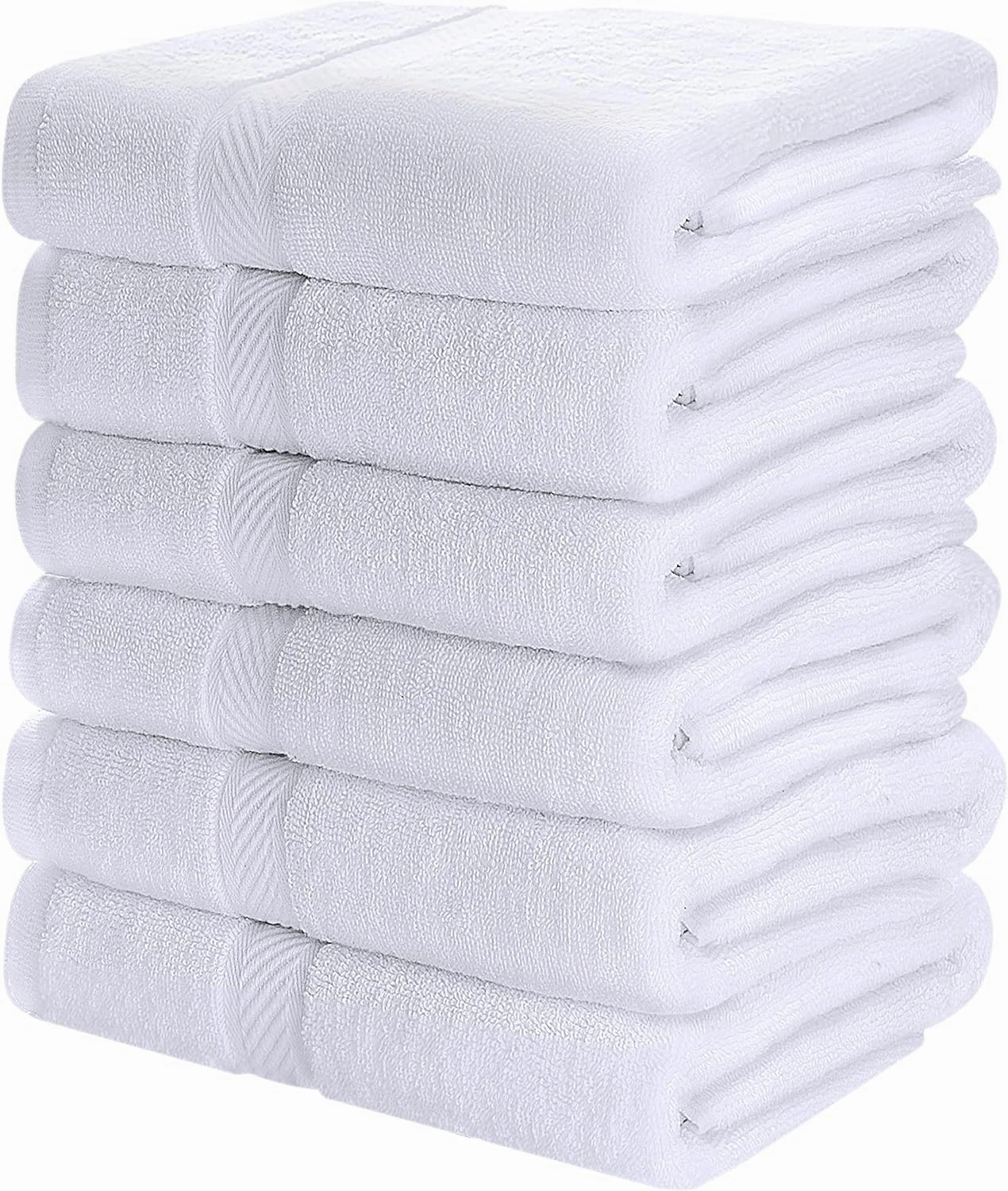 Utopia Towels 6 Pack Medium Bath Towel Set, 24 by 48 Inches, 500 GSM 100% Ring Spun Cotton, Lightweight and Highly Absorbent Quick Drying Premium Towels for Hotel, Spa and Bathroom, White