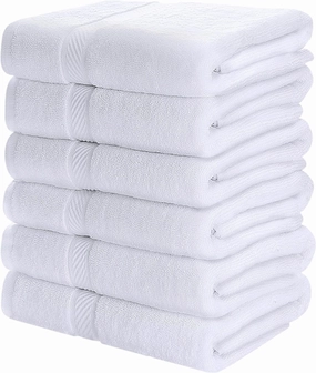 Utopia Towels 6 Pack Medium Bath Towel Set, 24 by 48 Inches, 500 GSM 100% Ring Spun Cotton, Lightweight and Highly Absorbent Quick Drying Premium Towels for Hotel, Spa and Bathroom, White