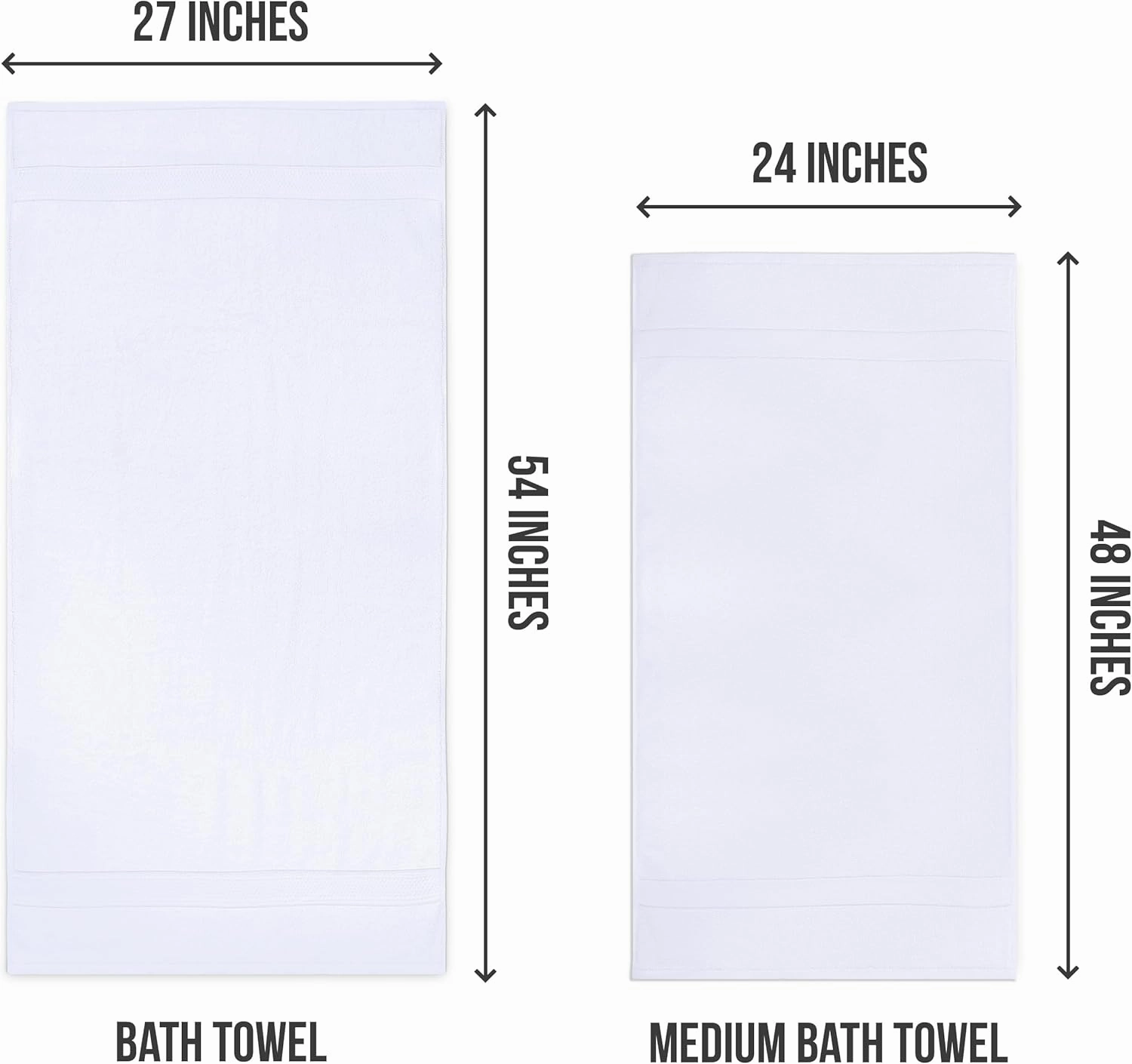 Utopia Towels 6 Pack Medium Bath Towel Set, 24 by 48 Inches, 500 GSM 100% Ring Spun Cotton, Lightweight and Highly Absorbent Quick Drying Premium Towels for Hotel, Spa and Bathroom, White