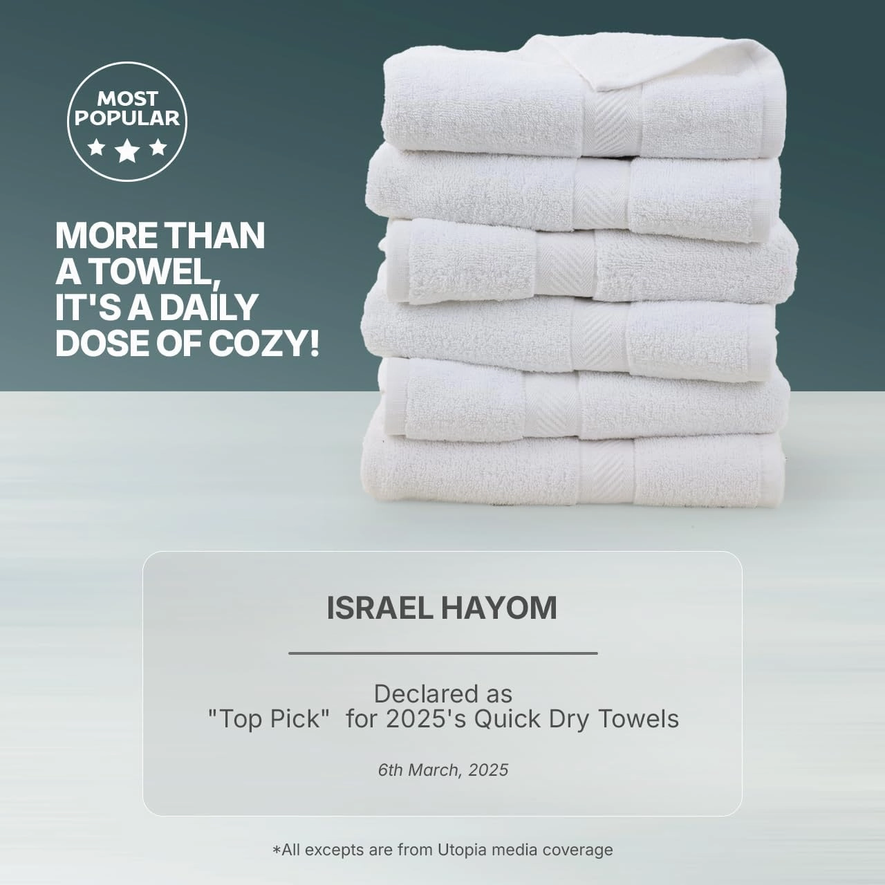 Utopia Towels 6 Pack Medium Bath Towel Set, 24 by 48 Inches, 500 GSM 100% Ring Spun Cotton, Lightweight and Highly Absorbent Quick Drying Premium Towels for Hotel, Spa and Bathroom, White