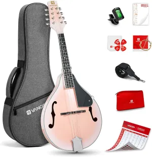 Vangoa Mandolin instrument A Style Mandolin Musical Instrument for Beginners Kids Adults, 8 String Acoustic Mahogany Starter Kits, Pink