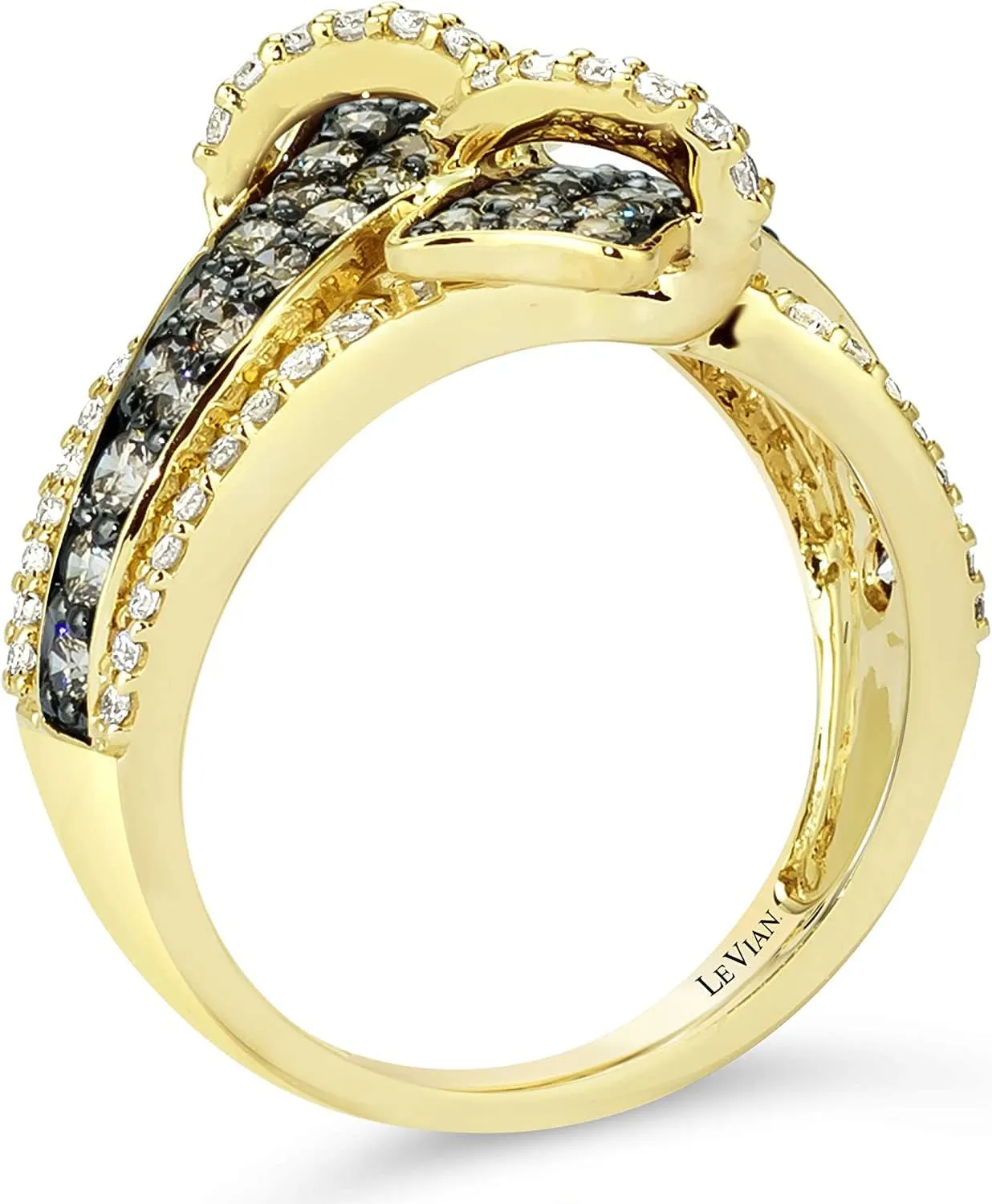 Vanilla Diamond Chocolate Diamond Statement Ring for Women I 14k Yellow Gold Ring for Her (G-H/Brown, VS2-SI1, 1.19 cttw) Anniversary Wedding Promise Band Size 4.25to 11.25 by LeVian