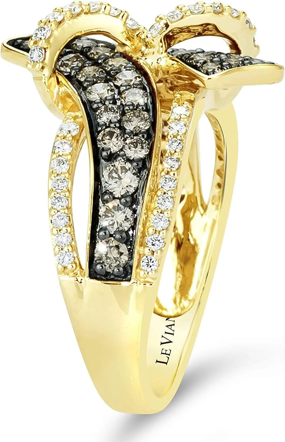 Vanilla Diamond Chocolate Diamond Statement Ring for Women I 14k Yellow Gold Ring for Her (G-H/Brown, VS2-SI1, 1.19 cttw) Anniversary Wedding Promise Band Size 4.25to 11.25 by LeVian