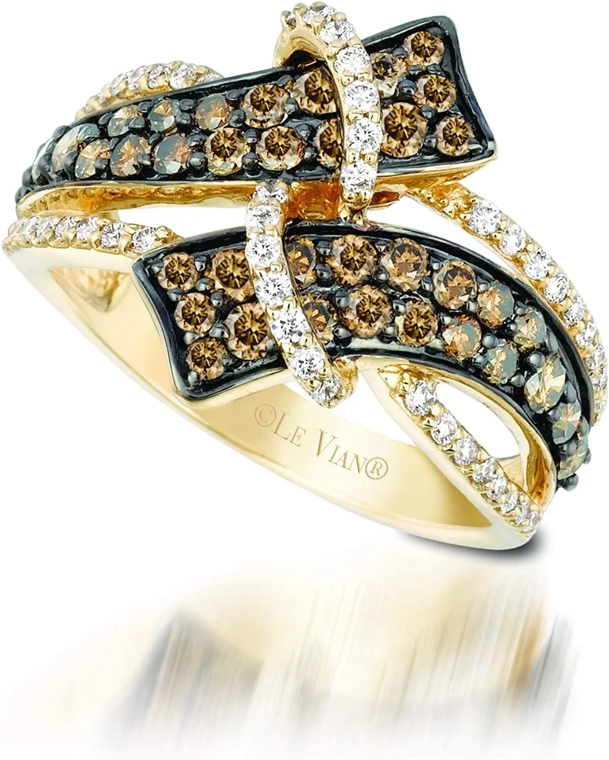 Vanilla Diamond Chocolate Diamond Statement Ring for Women I 14k Yellow Gold Ring for Her (G-H/Brown, VS2-SI1, 1.19 cttw) Anniversary Wedding Promise Band Size 4.25to 11.25 by LeVian