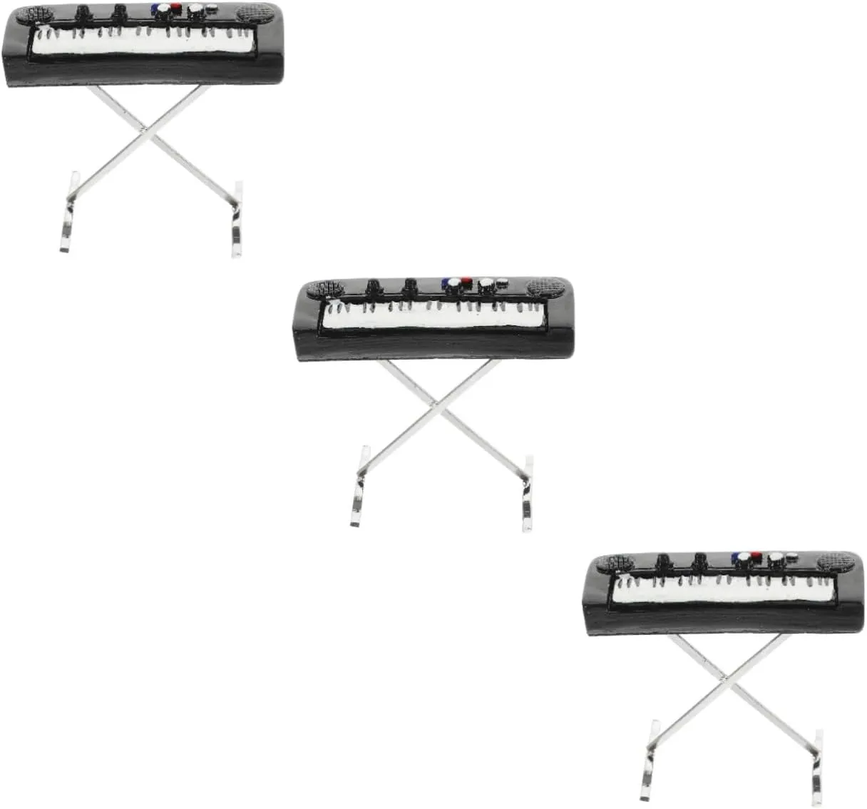 VANZACK 3pcs Metal Miniature Electronic Organ Mini Musical Instrument Model Kit for Home Decor