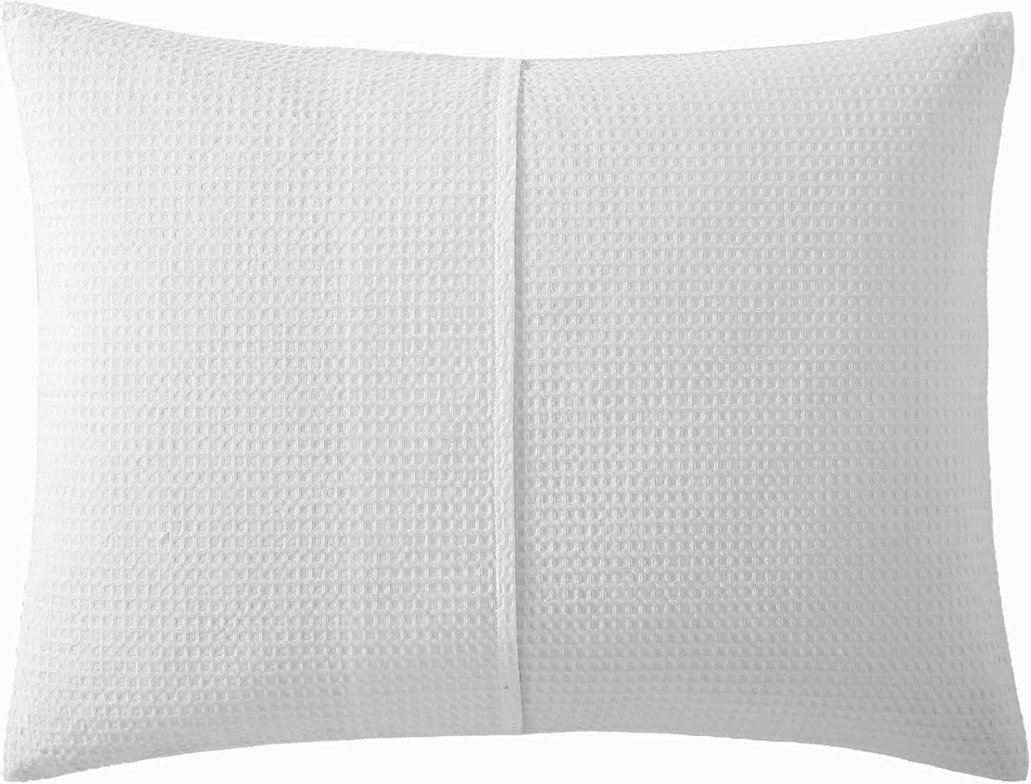 Vera Wang - Queen Comforter Set, Luxury Cotton Bedding with Matching Shams, Medium Weight & Ideal for All Seasons (Waffle Pique Queen, White)
