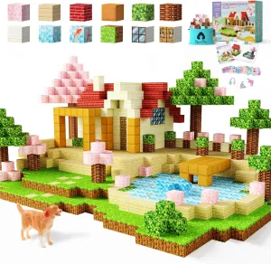 VigorFun Magnetic Blocks, Courtyard Magnet World Building Set- STEM Montessori Sensory Toys for Toddlers Boys Girls Birthday Gifts, Construction Toys for 3 4 5 6 7 8  Year Old Kids