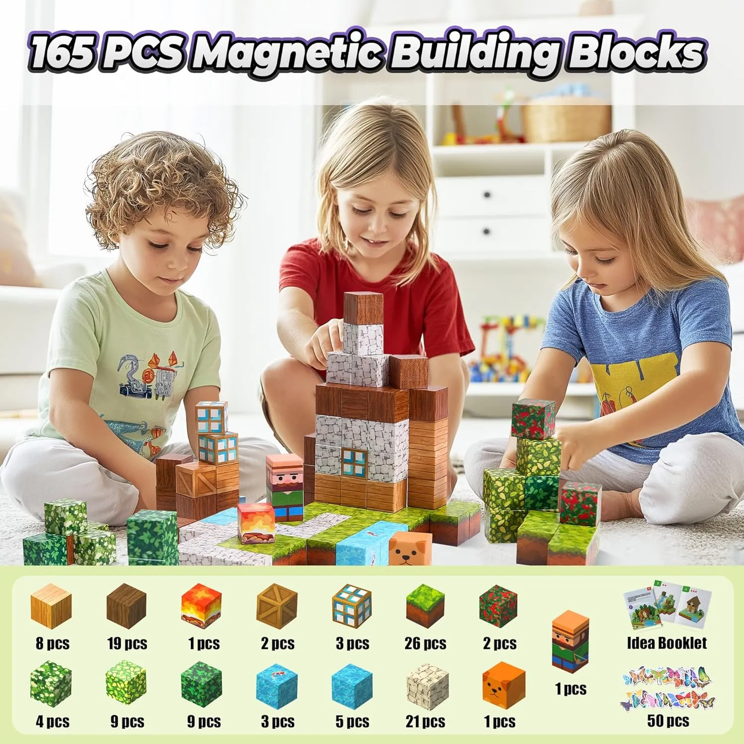 VigorFun Magnetic Blocks, Forest Cabin Magnet World Building Set - STEM Montessori Sensory Toys for Toddlers Boys Girls Birthday Gifts, Construction Toys for 3 4 5 6 7 8  Year Old Kids