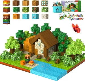 VigorFun Magnetic Blocks, Forest Cabin Magnet World Building Set - STEM Montessori Sensory Toys for Toddlers Boys Girls Birthday Gifts, Construction Toys for 3 4 5 6 7 8  Year Old Kids