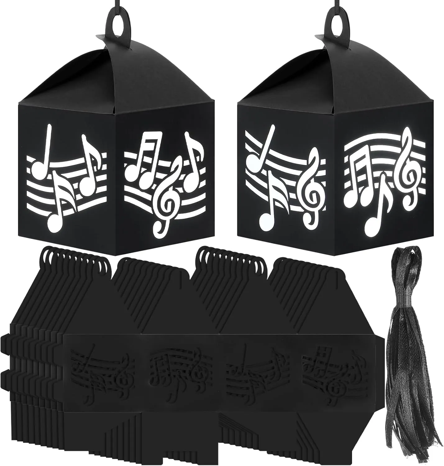 VIHOSE 16 Sets Musical Notes Craft DIY Paper Music Lantern Craft Musical Note Tissue Paper Suncatcher Kits Hanging Lantern Decor Ornaments for Music Party Supplies School Classroom Activities