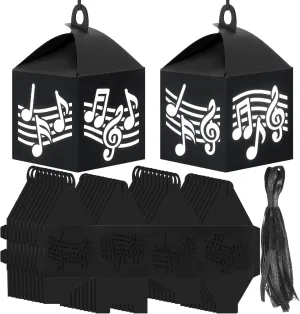 VIHOSE 16 Sets Musical Notes Craft DIY Paper Music Lantern Craft Musical Note Tissue Paper Suncatcher Kits Hanging Lantern Decor Ornaments for Music Party Supplies School Classroom Activities