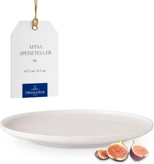 Villeroy & Boch - Afina Dinner Plate Made of Premium Porcelain, Plate for Main Courses, Made in Germany, Dishwasher and Microwave Safe, 10.5 in, Stackable, White