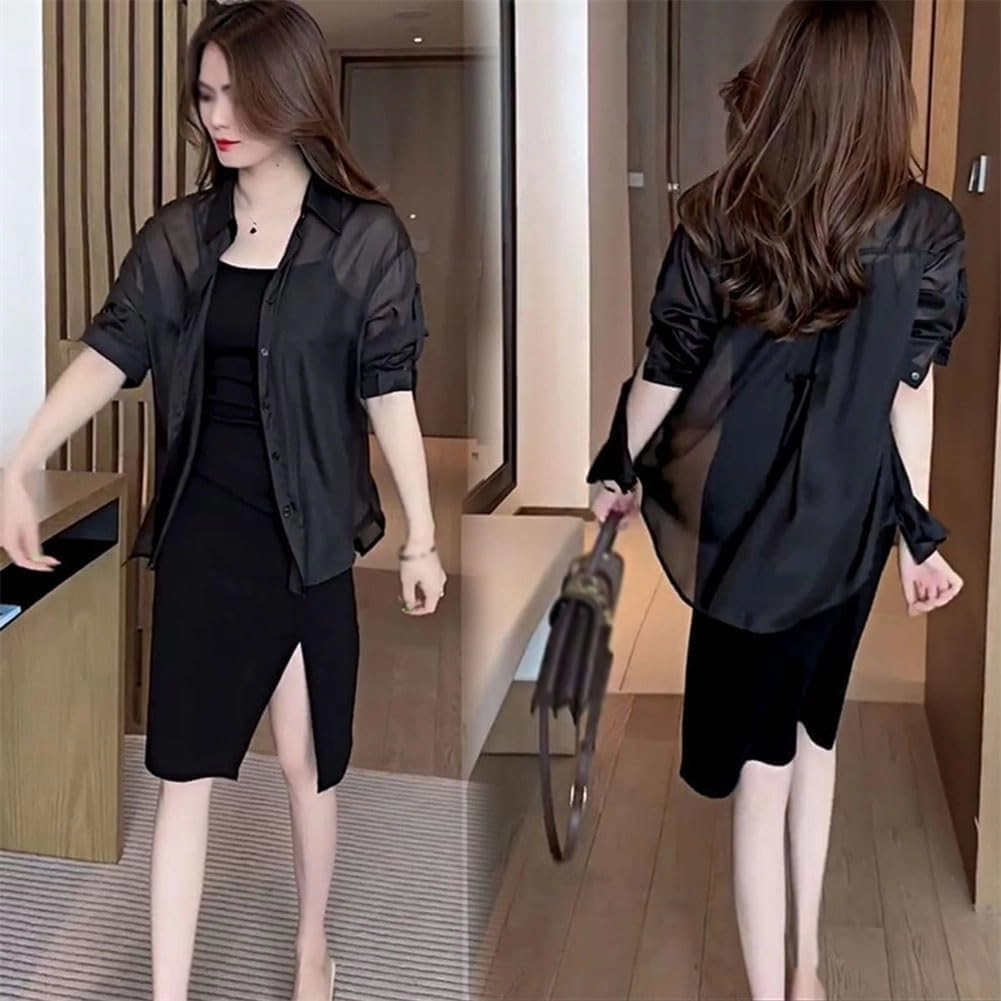 Visulong Shirt, Summer Sunscreen Chiffon Shirt Long Sleeve, Women Lightweight Sunscreen Sheer Cardigan Uv Block