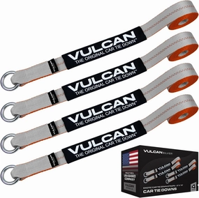 VULCAN Exotic Car Rim Tie Down Set - 2 Inch x 144 Inch - 4 Straps - Silver Series - 3,300 Pound Safe Working Load