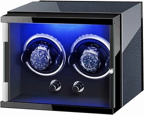 Watch Winder 2 0 Watch Box Automatic Seven Color LED Double Watch Winder Box Capacity 2 Watches Quiet Storage