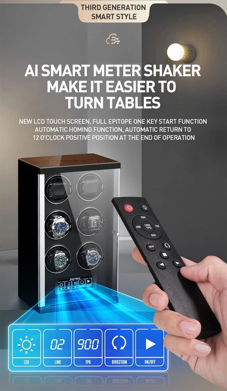 Watch Winder Automatic Watches Luxury Mechanical Watch Storage Case Quiet Motor Remote Control LED Lights LCD Touch Screen Watch Winding Box (Black 12 0)