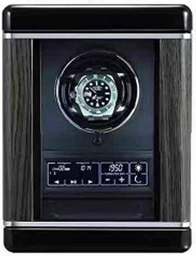 Watch Winder for 1 Automatic Watches with Remote Control Smart Fingerprint Switch LCD with Touch Panel Built-in Led Illuminated Quiet Motors 6 Available Modes