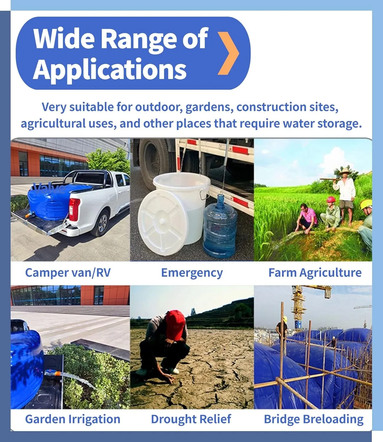 Water Storage Bladder，100-6000L Extra Large RV Water Tank Bladder, Collapsible Portable Water Storage Container Bag(5000L/1320Gal/3x2x0.85 m)