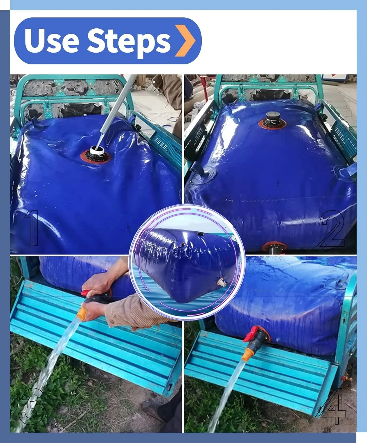 Water Storage Bladder，20-1500 Gallon Water Storage Tank,Large-Capacity Collapsible Rainwater Water Container Bag(5000L/1320Gal/3x2x0.85 m)