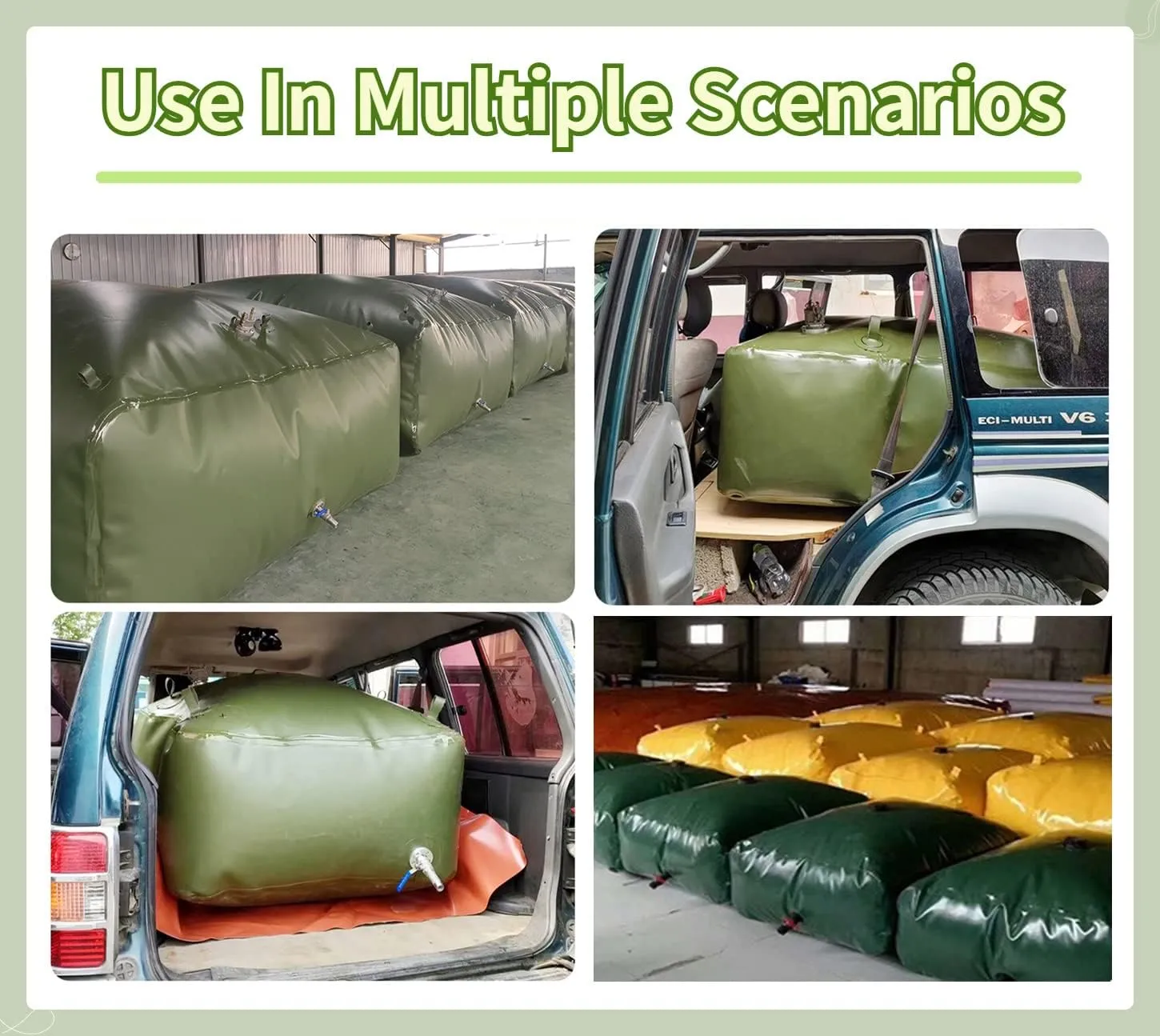Water Storage Bladder，2000-100 Gallon Water Tank Collapsible Storage Container, Foldable Portable Large Capacity(4x1x1m/4000L/1056Gallon)