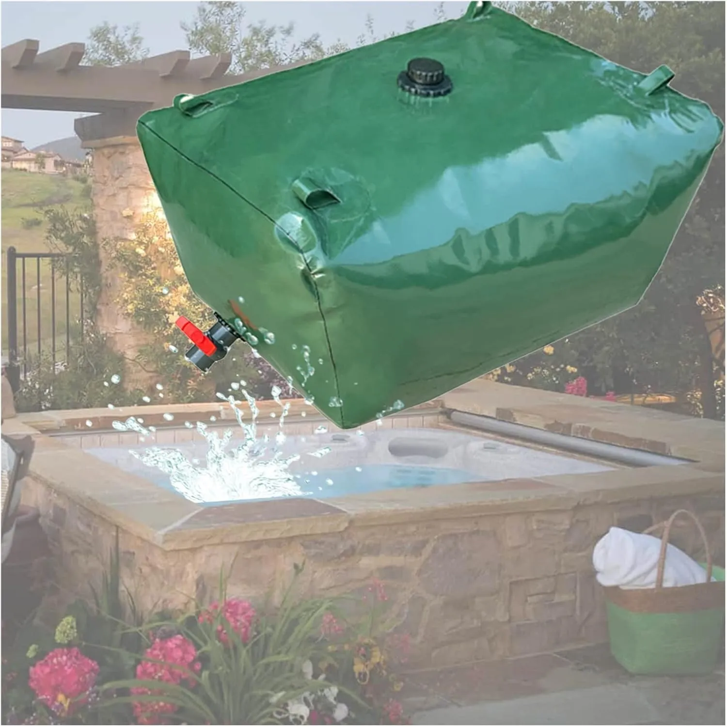 Water Tank 240L-6000L Drought-Resistant Agricultural Irrigation, Collapsible Portable Water Storage Container Bag(6000 L/1585 gallon/3x2x1 m)