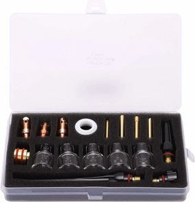 Welding Torch Accessories Kit for WP 17/18/26 Argon, Includes Glass Cup Nozzle, Tungsten Clamp, Tail, Silicone, High Temp