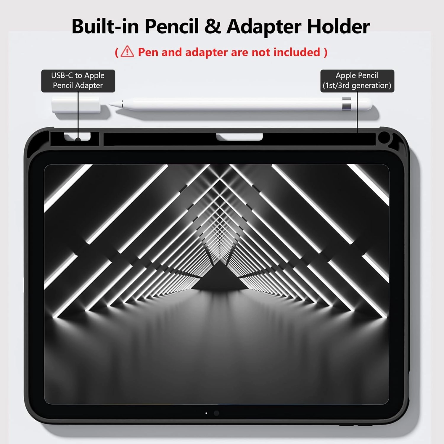 Wenlaty Compatible with iPad (A16) 11th Generation Case 11 Inch 2025, for iPad 10th Generation Case 10.9 Inch 2022 with Pencil Holder, Trifold Stand Protective Clear Back Shell, Auto Wake/Sleep, Black