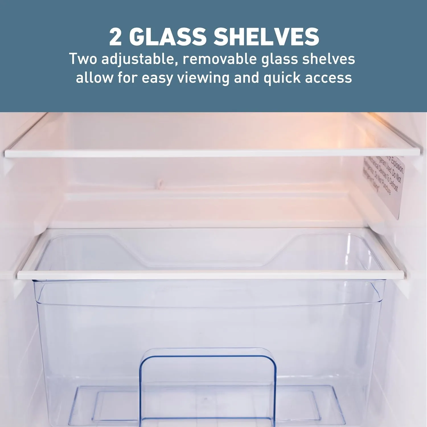 West Bend Mini Fridge with Freezer for Bedroom, Office, Bar or Dorm Room, Retro Compact Refrigerator features Glass Shelves, Manual Defrost and Adjustable Temperature Control, 3.1-Cu.Ft., Blue