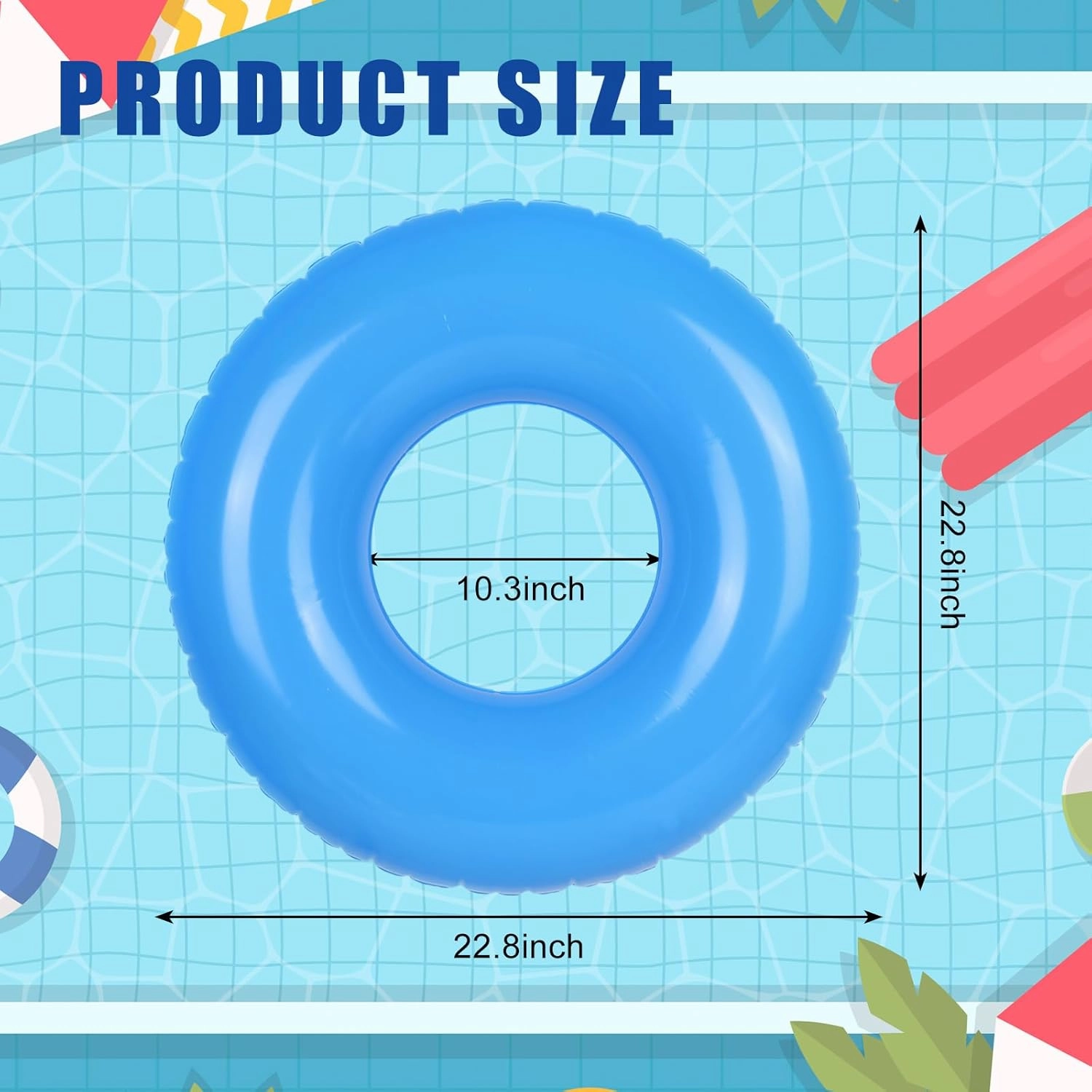 Whaline 4Pcs Inflatable Pool Float Toy Swim Tube Ring Pool Tube for Teen Boy Girl Outdoor Summer Swimming Pool Beach Party Favor Supplies