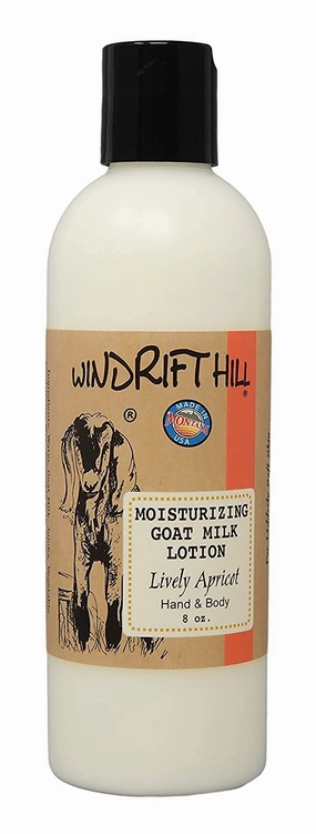 Windrift Hill Moisturizing Goat Milk Hand & Body Lotion 8 Ounce Bottle (Lively Apricot)