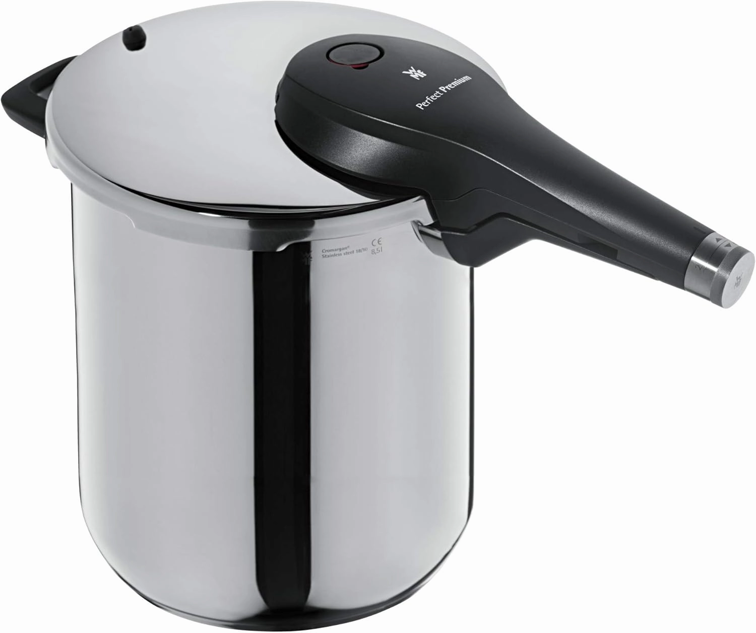 WMF Perfect Pressure Cooker 8.5 L Premium Polished Stainless Steel 2 Cooking Levels All-in-One Rotary Knob, Dishwasher Safe, Diameter 22 cm Suitable for Induction, Stainless Steel, Silver