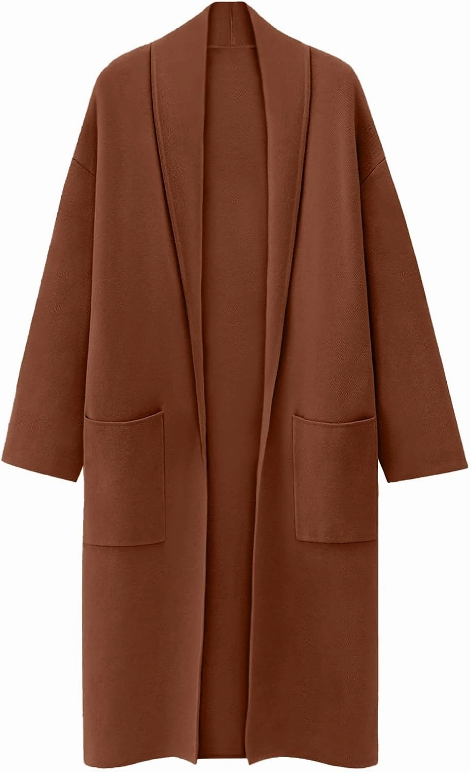 Women's Autumn and Winter Solid Color Fashionable Thin Lapel Long Woolen Coat Casual August Silk Women S Sweaters