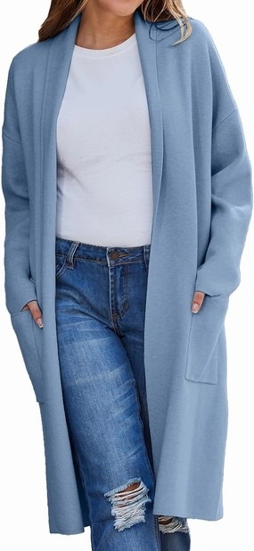 Women's Autumn and Winter Solid Color Fashionable Thin Lapel Long Woolen Coat Casual August Silk Women S Sweaters