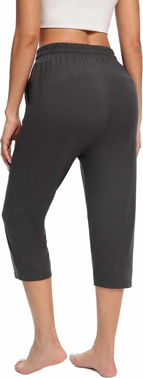 Women's Capri Yoga Pants Quick Dry High Waisted Hiking Lightweight Pants Drawstring Outdoor Pants for Women
