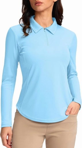Women's Golf Shirts Lightweight UPF 50  Long Sleeve Shirts UV Protection Quick Dry Cool Polo Shirts for Women Work Outdoor