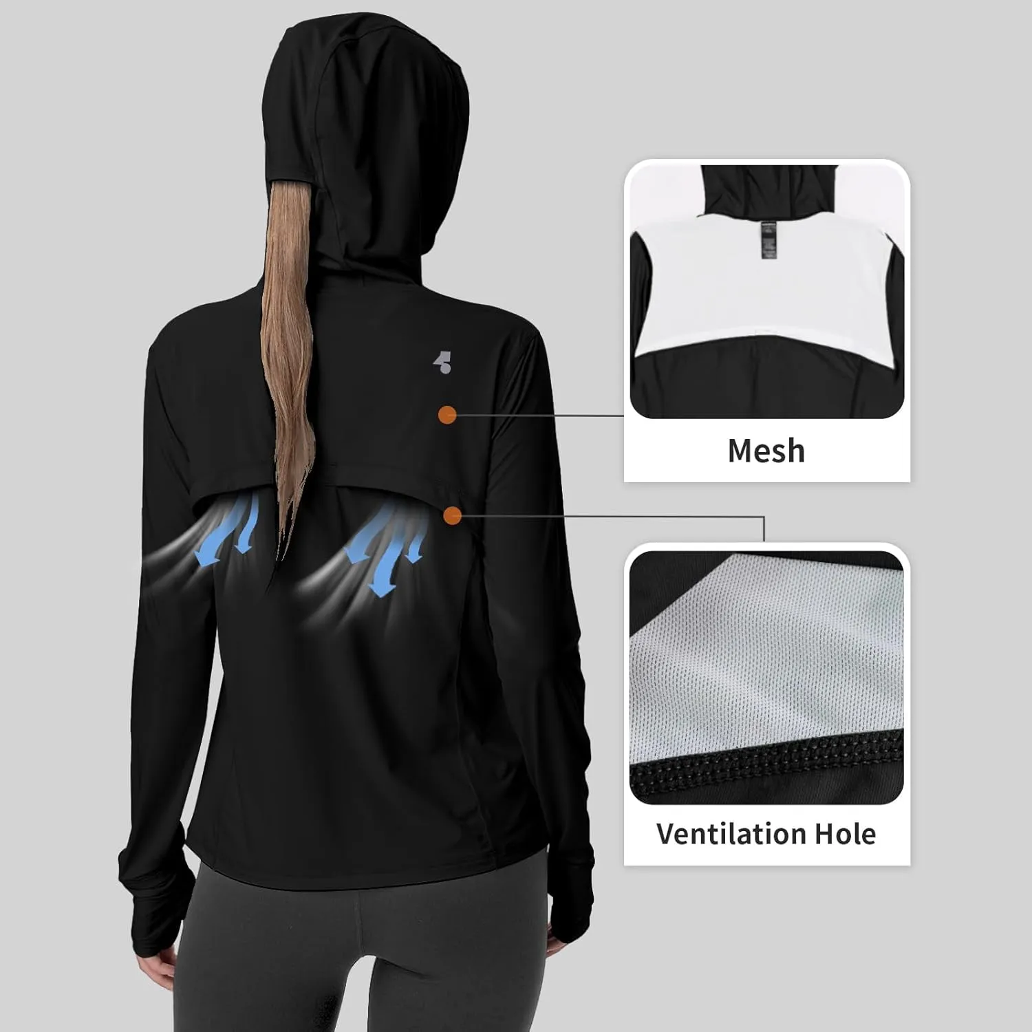 Womens Sun Protection Hoodie SPF Jacket Lightweight Full Zip Up Summer UV UPF 50  with Pockets Thumb Hole