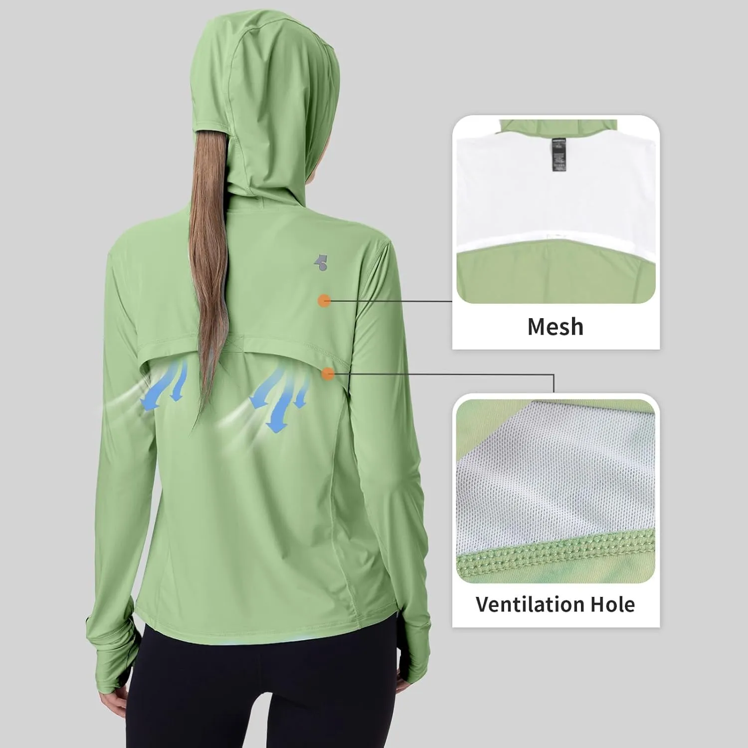 Womens Sun Protection Hoodie SPF Jacket Lightweight Full Zip Up Summer UV UPF 50  with Pockets Thumb Hole