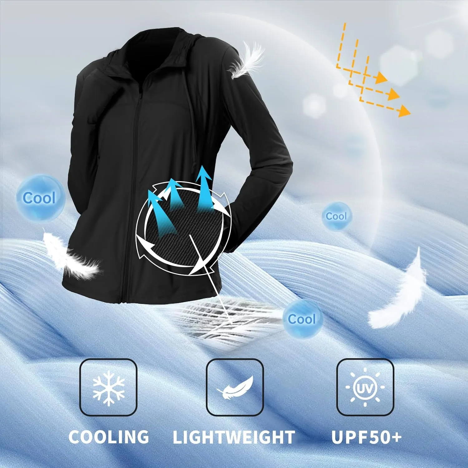 Womens Sun Protection Hoodie SPF Jacket Lightweight Full Zip Up Summer UV UPF 50  with Pockets Thumb Hole