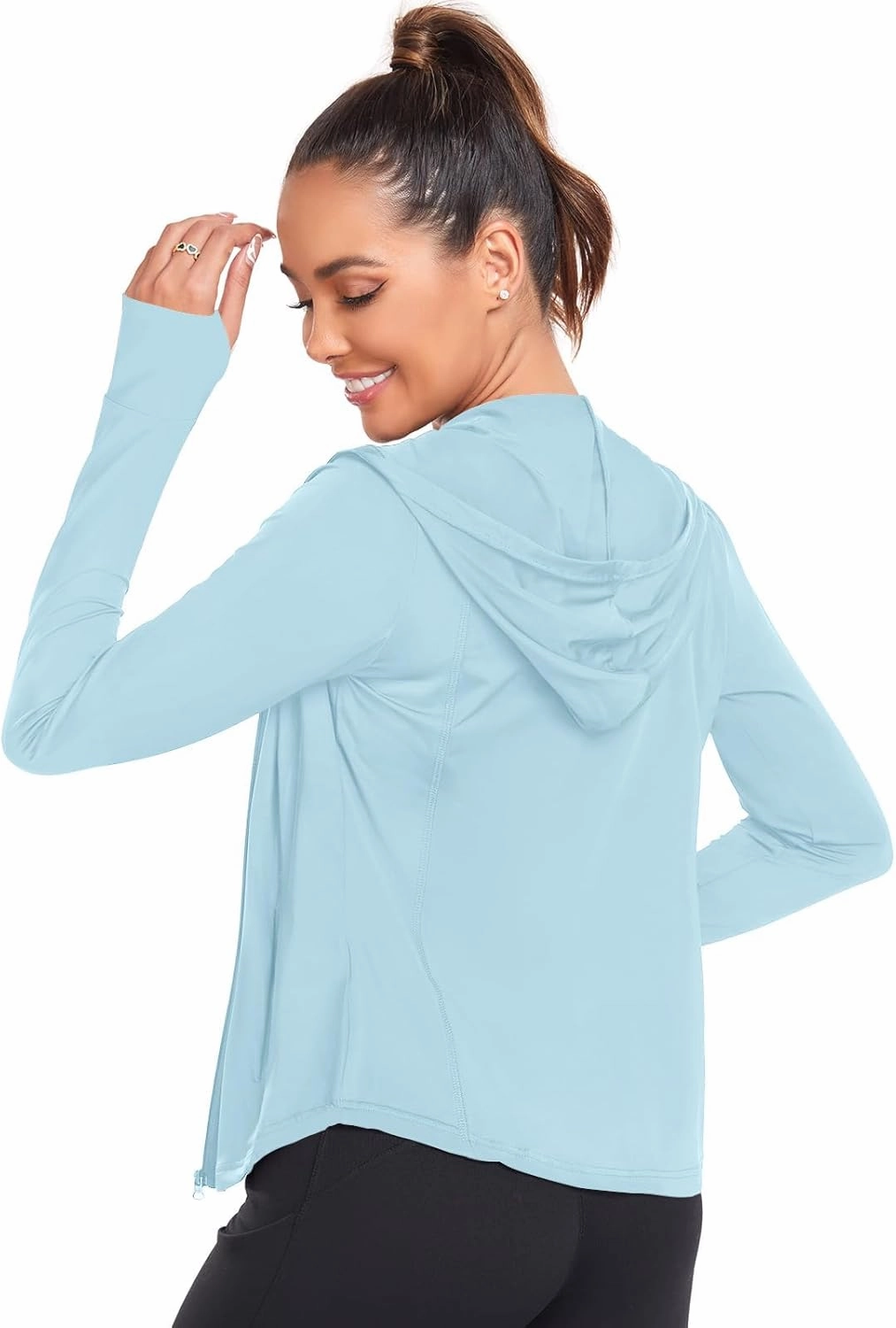 Womens Sun Protection Hooded Jackets Lightweight Quick Dry UPF 50  Long Sleeve Sun Shirts Hiking Running Athletic Tops