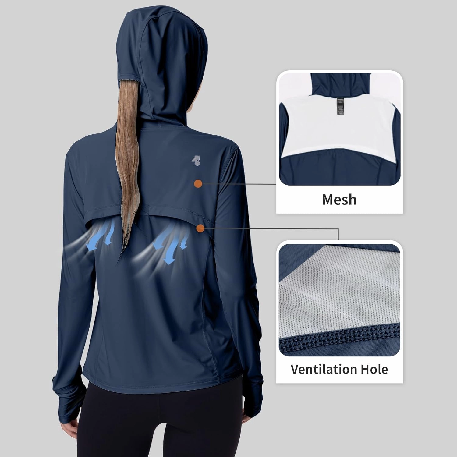 Womens Sun Protection Hoodie SPF Jacket Lightweight Full Zip Up Summer UV UPF 50  with Pockets Thumb Hole