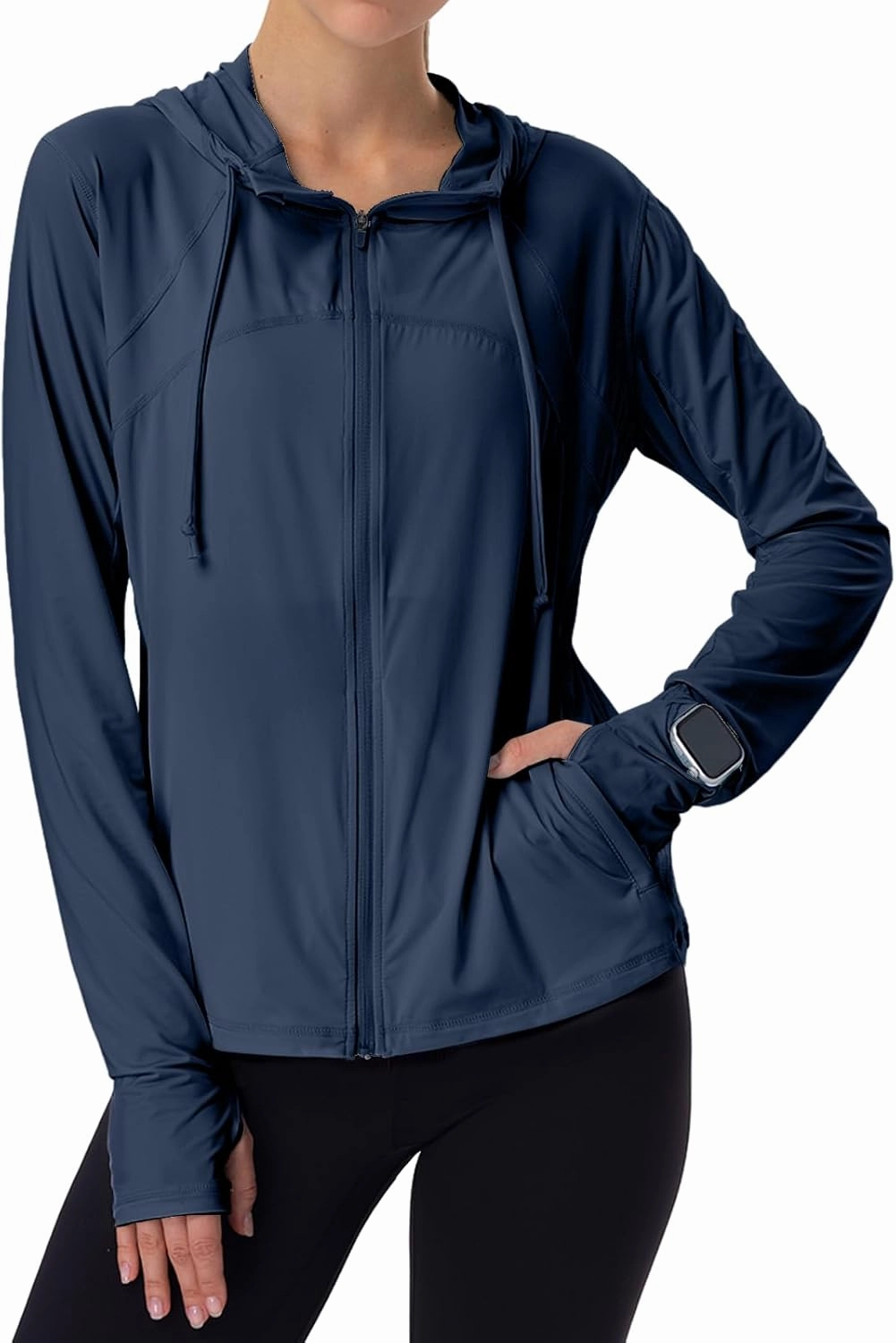 Womens Sun Protection Hoodie SPF Jacket Lightweight Full Zip Up Summer UV UPF 50  with Pockets Thumb Hole