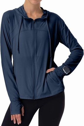 Womens Sun Protection Hoodie SPF Jacket Lightweight Full Zip Up Summer UV UPF 50  with Pockets Thumb Hole